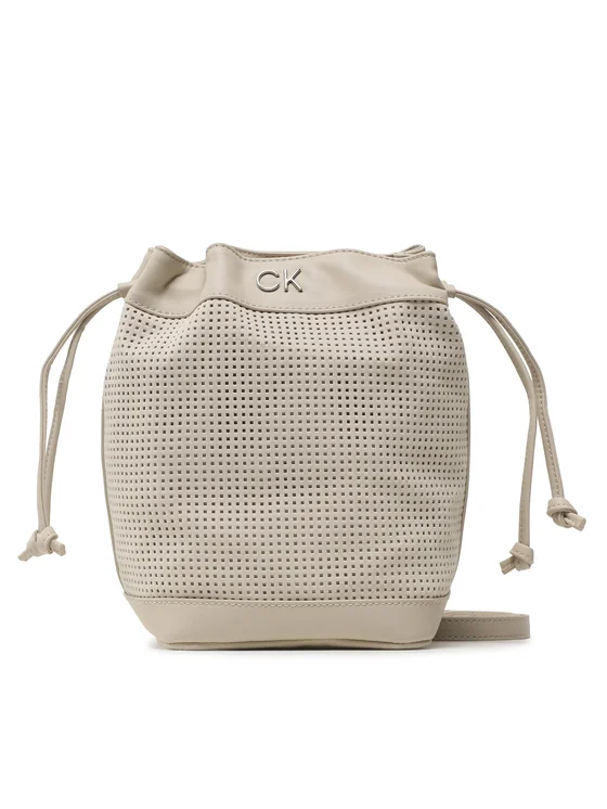 Calvin Klein Handtasche Re-Lock Drawstring Bag Sm Perf K60K610636 Beige