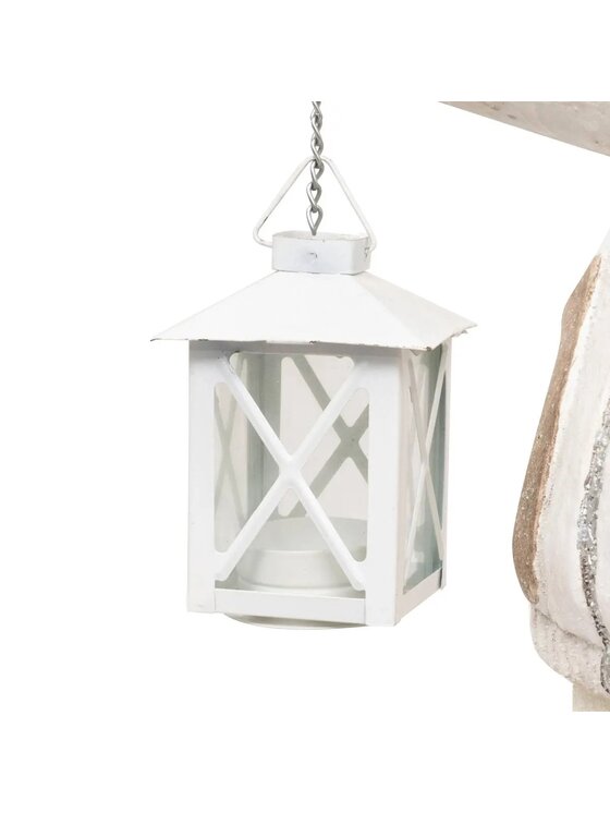 MIAhome MIAhome Figurka świąteczna Chłopiec w czapce z latarnią 40 cm Biały