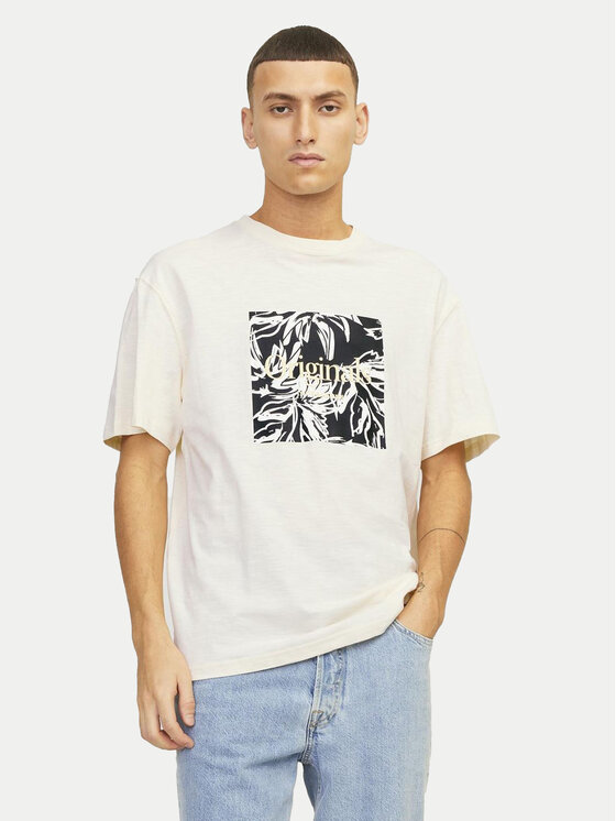 Jack&Jones Tricou Lafayette 12250436 Écru Relaxed Fit