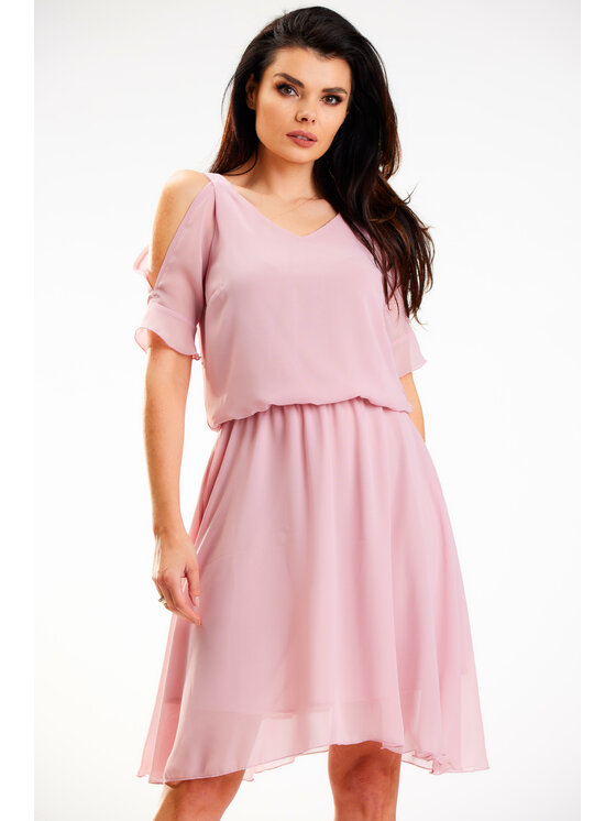 Awama Awama Sukienka letnia A572 Różowy Basic Fit