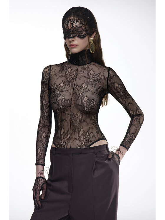 Epuzer Epuzer Body Turtleneck lace Czarny Standard Fit