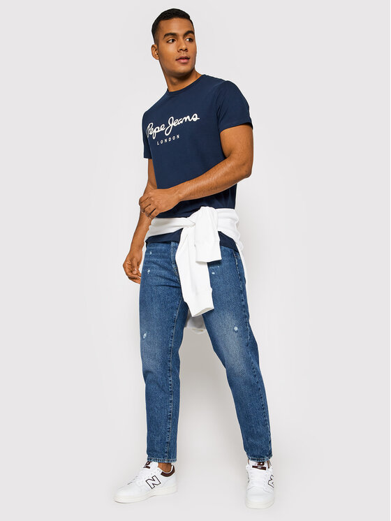 Pepe Jeans Pepe Jeans Marškinėliai Original PM508210 Tamsiai mėlyna Slim Fit