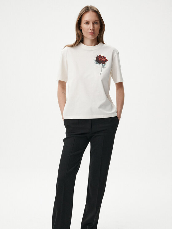 MARI PRETI MARI PRETI Bluzka Flower Biały Regular Fit