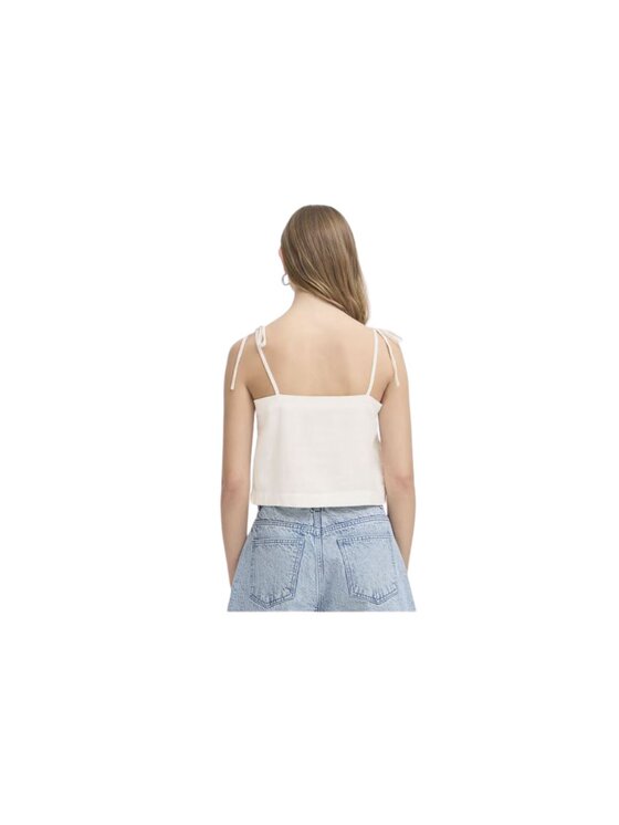 ICHI ICHI Top Top donna ih lino to Biały Regular Fit
