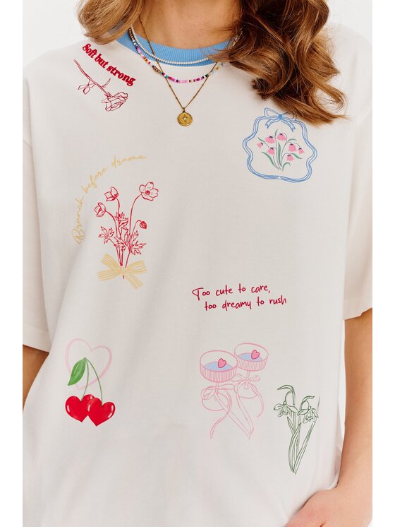 NAOKO NAOKO T-Shirt Softly Strong Bílá Regular Fit