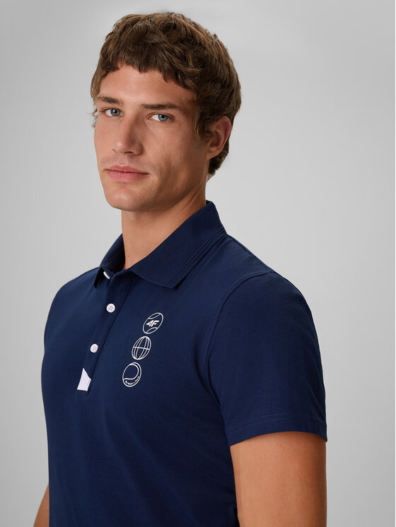 4F 4F Polo SETPOINT Granatowy Slim Fit