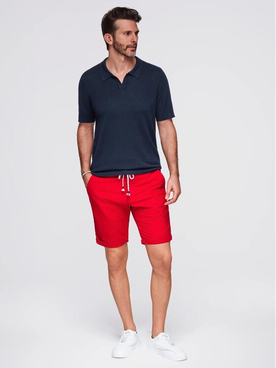 Ombre Ombre Polo OM-POSS-0159 Granatowy Slim Fit