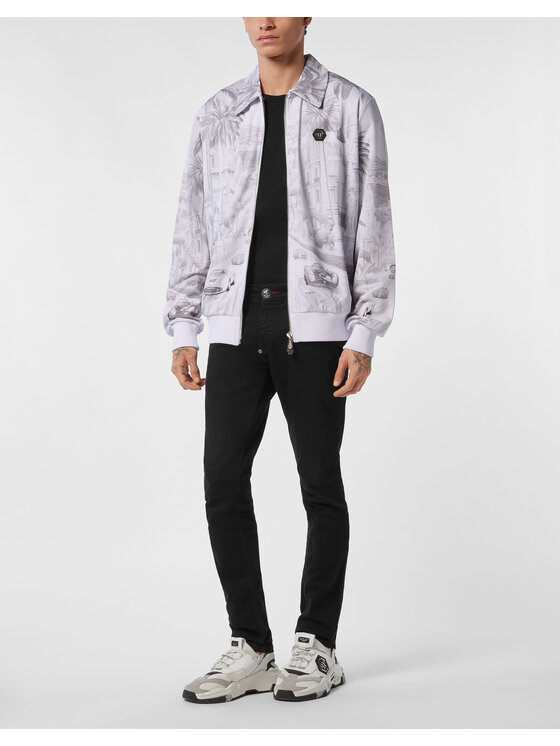 PHILIPP PLEIN PHILIPP PLEIN Bluza 24553 Biały Jegging Fit