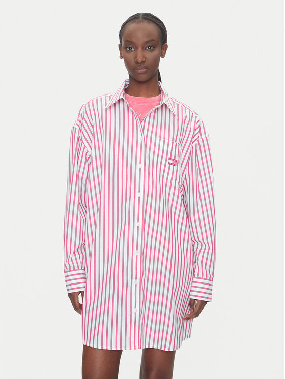 Tommy Jeans Tommy Jeans Rochie tip cămașă DW0DW21122 Roz Relaxed Fit