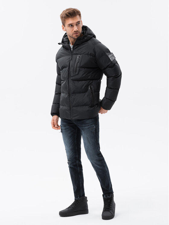 Ombre Ombre Zimní bunda OM-JAHP-0178 Černá Regular Fit