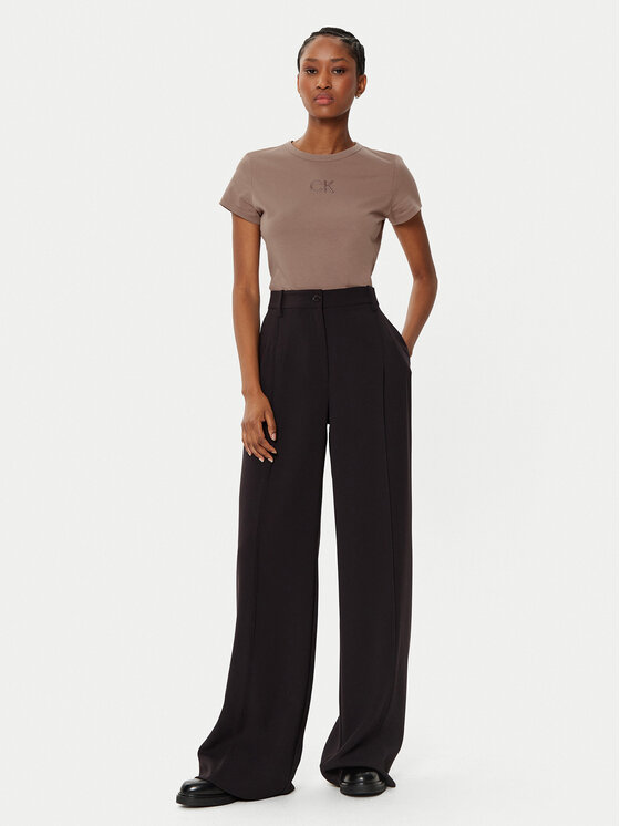 Calvin Klein Calvin Klein Marškinėliai Satin K20K207974 Ruda Regular Fit