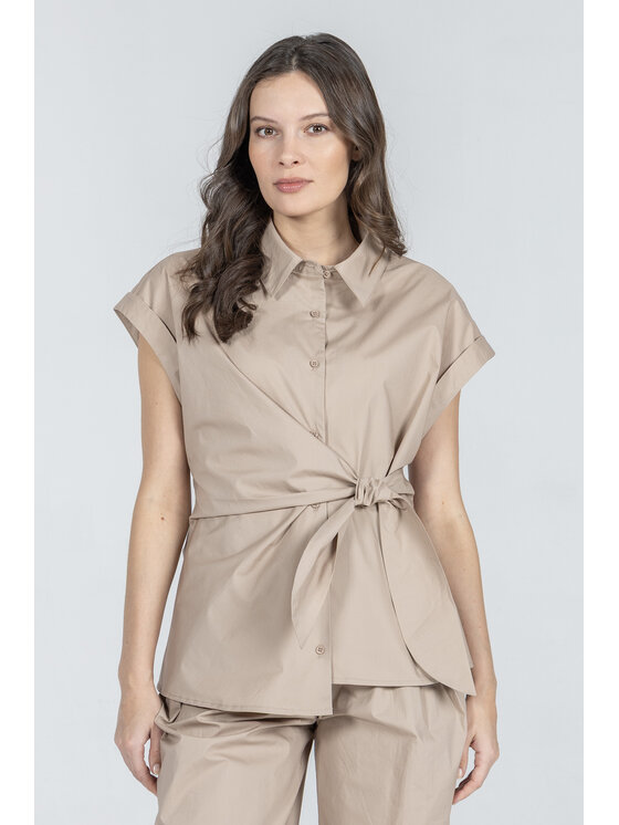 Deni Cler Milano Deni Cler Milano Bluzka T-DC-1227-F2-10-13-1 Beżowy Regular Fit