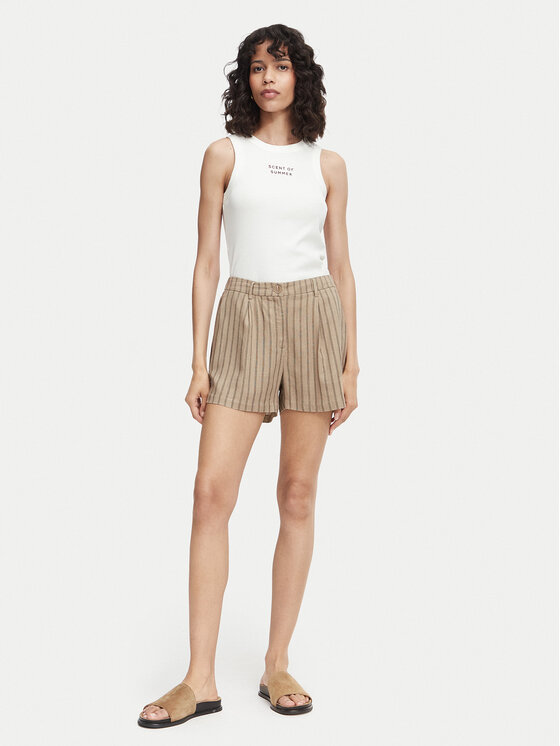Vero Moda Vero Moda Auduma šorti Rosie 10346913 Gaiši brūna Loose Fit