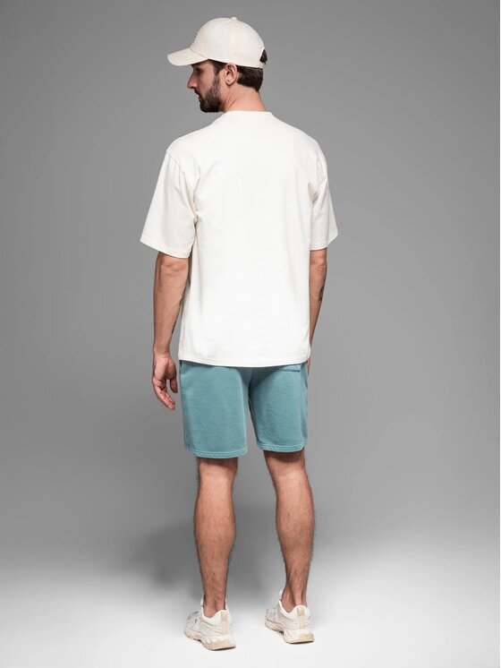 Ombre Ombre Šortky z materiálu OM-SRWS-0122 Tyrkysová Relaxed Fit