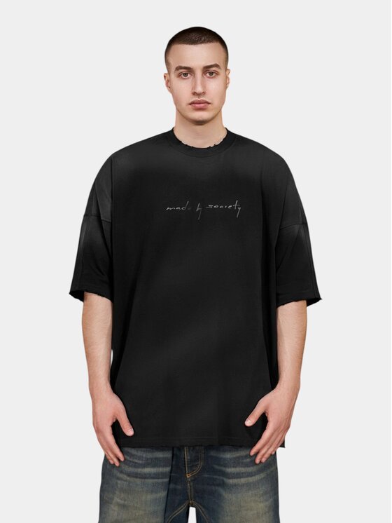 MADE BY SOCIETY MADE BY SOCIETY Ścierka Tricou SANDSTONE BLANK - T17168 Czarny Basic Fit