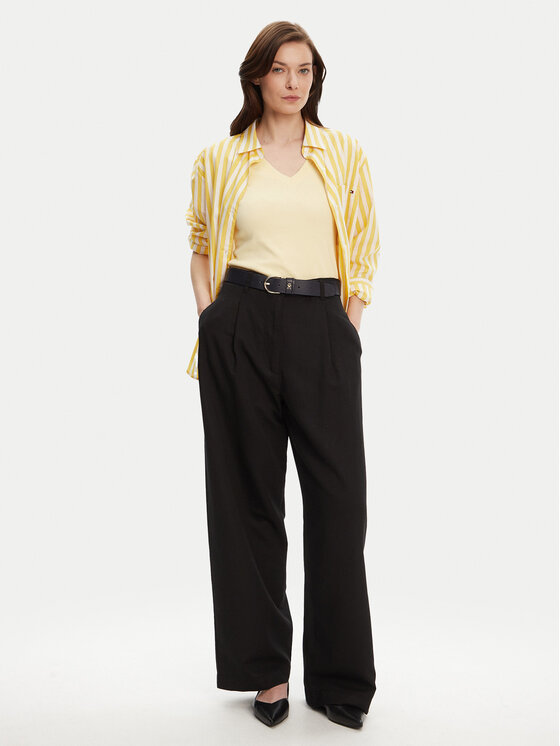 Tommy Hilfiger Tommy Hilfiger Παντελόνι υφασμάτινο WW0WW45780 Μαύρο Wide Leg