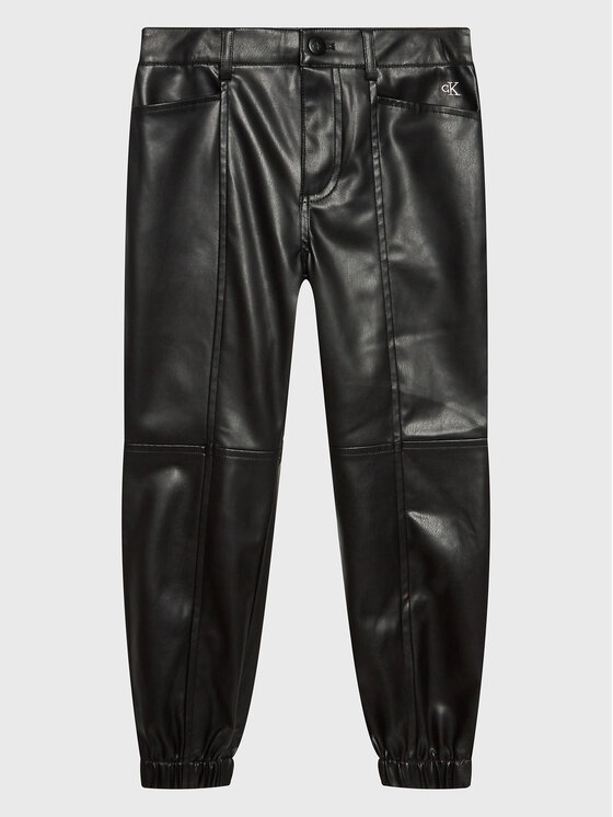 Calvin Klein Jeans Pantaloni din imitație de piele IG0IG01694 Negru Regular Fit