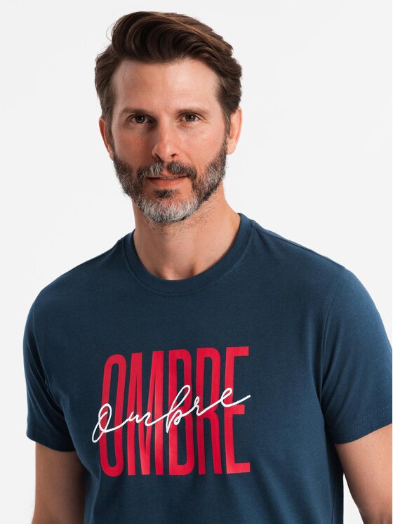 Ombre Ombre T-Shirt S2041 Granatowy Regular Fit