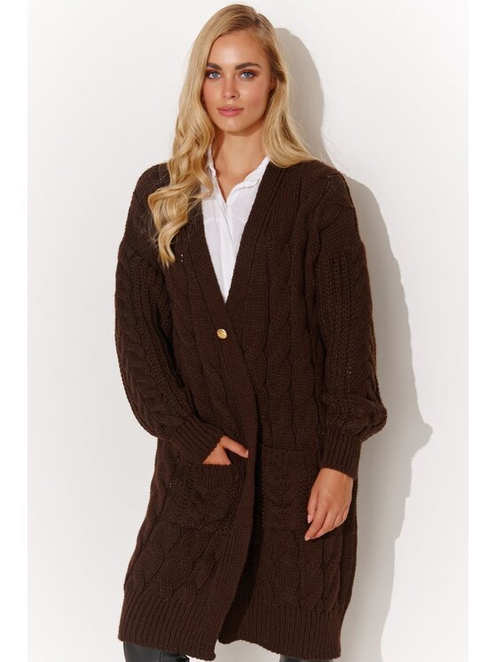 Makadamia Makadamia Kardigan S134 Brązowy Classic Fit