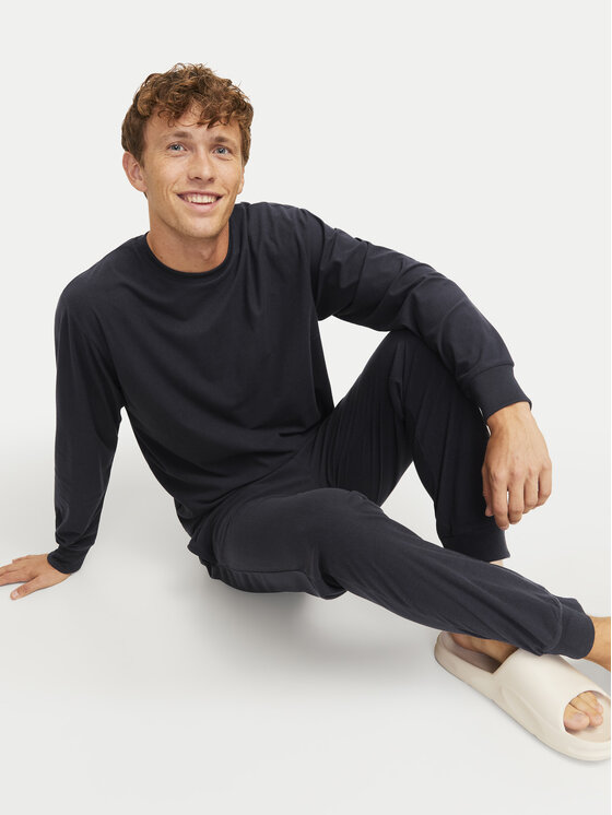 Jack & Jones Jack & Jones Pizsama Solid 12268536 Fekete Loose Fit