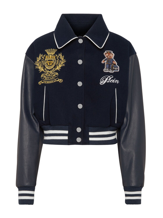 PHILIPP PLEIN PHILIPP PLEIN Kurtka skórzana 27273 Granatowy Slim Fit