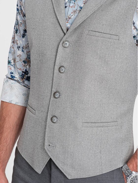 Ombre Ombre Kamizelka OM-BLZV-0109 Szary Fitting Fit