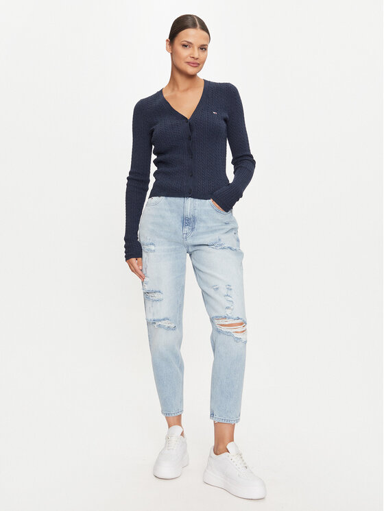Tommy Jeans Tommy Jeans Kardigán Essential DW0DW18682 Modrá Slim Fit
