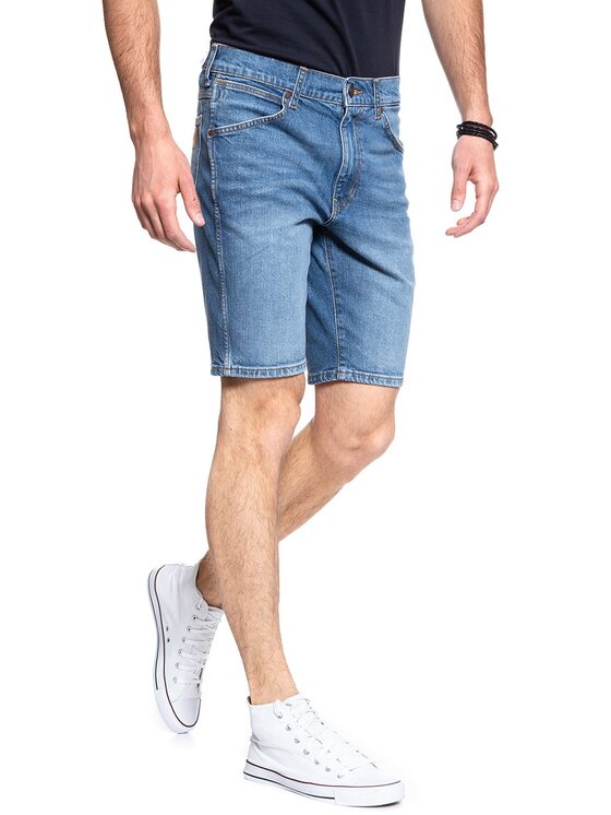 Wrangler Wrangler Szorty jeansowe 5 POCKET SHORT Niebieski Regular Fit
