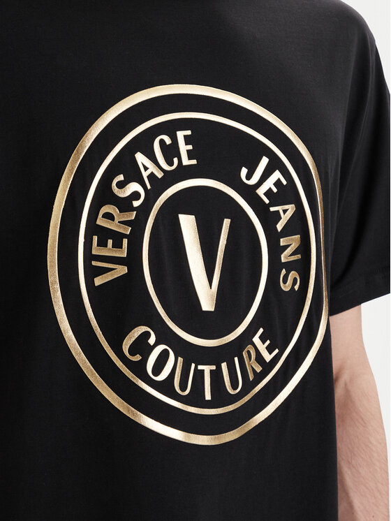 Versace Jeans Couture Versace Jeans Couture T-krekls 80GAHT02 CJ00T Melns Regular Fit