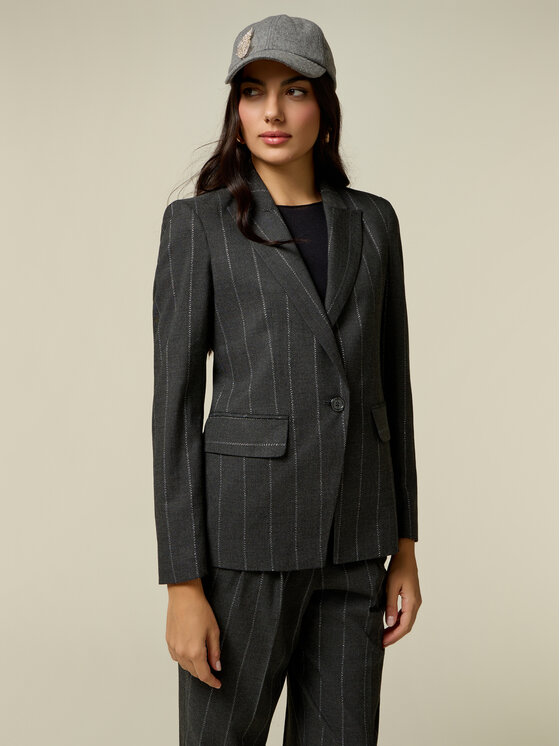 Oltre Oltre Marynarka Q063R004698N0S3 Szary Regular Fit