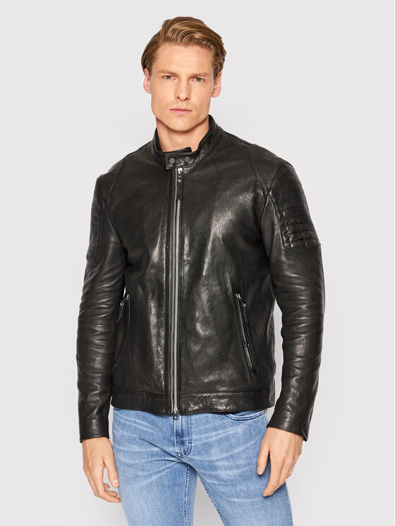 REPLAY Replay Шкіряна куртка M8246.000.84404 Чорний Regular Fit