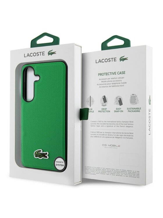 Lacoste Lacoste Etui na telefon Iconic Petit Pique Woven Logo CBDY Strap MagSafe Zielony