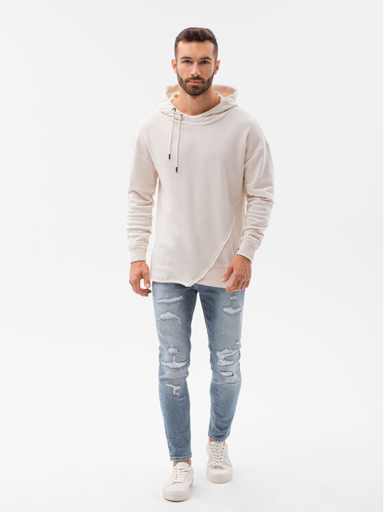 Ombre Ombre Mikina B1187 Écru Regular Fit