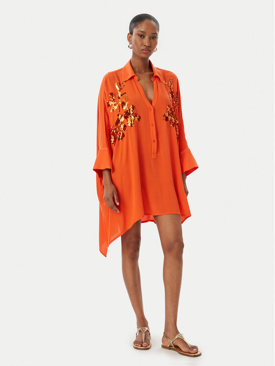LOLA CASADEMUNT LOLA CASADEMUNT Рокля тип риза LS2615008 Оранжев Oversize