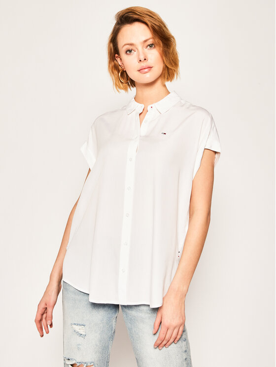Tommy Jeans Tommy Jeans Camicia Tjw Roll Up Sleeve DW0DW08237 Bianco Regular Fit