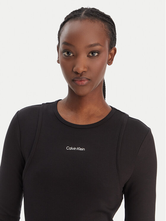Calvin Klein Jeans Calvin Klein Jeans Плетена рокля LV047E219G Черен Slim Fit