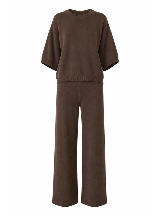 Fobya Fobya Bluzka F3013 Brązowy Basic Fit