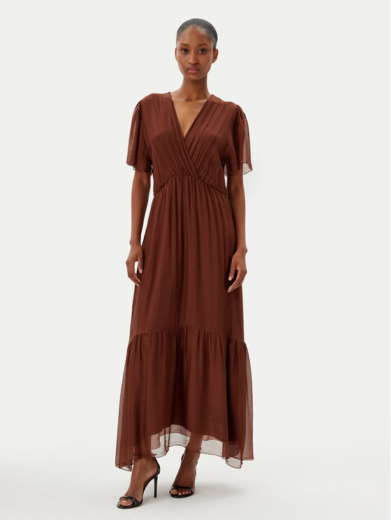 Haveone Haveone Poletna obleka AFF-N006 Rjava Loose Fit