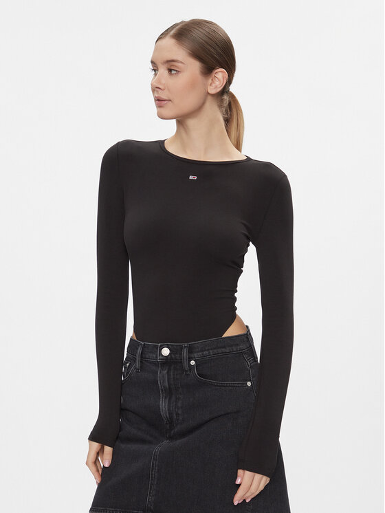 Tommy Jeans Tommy Jeans Боди Essential DW0DW17389 Черен Slim Fit