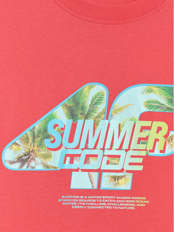 4F 4F T-Shirt SUMMER CODE Koralowy Regular Fit