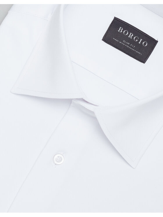 Borgio Borgio Koszula lumia Biały Slim Fit