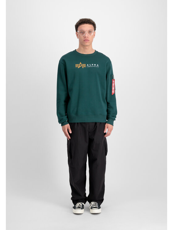 Alpha Industries Alpha Industries Bluza Alpha Label Sweatshirt Zielony Regular Fit