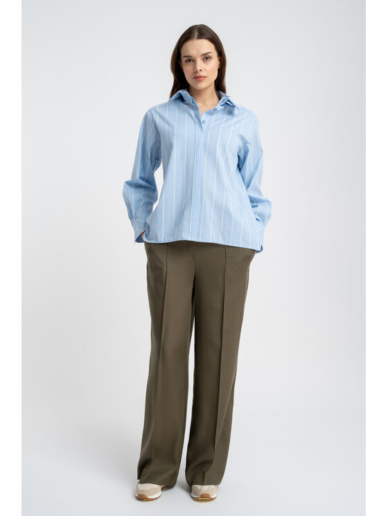 CLICK CLICK Bavlnené nohavice 30-344 Kaki Loose Fit