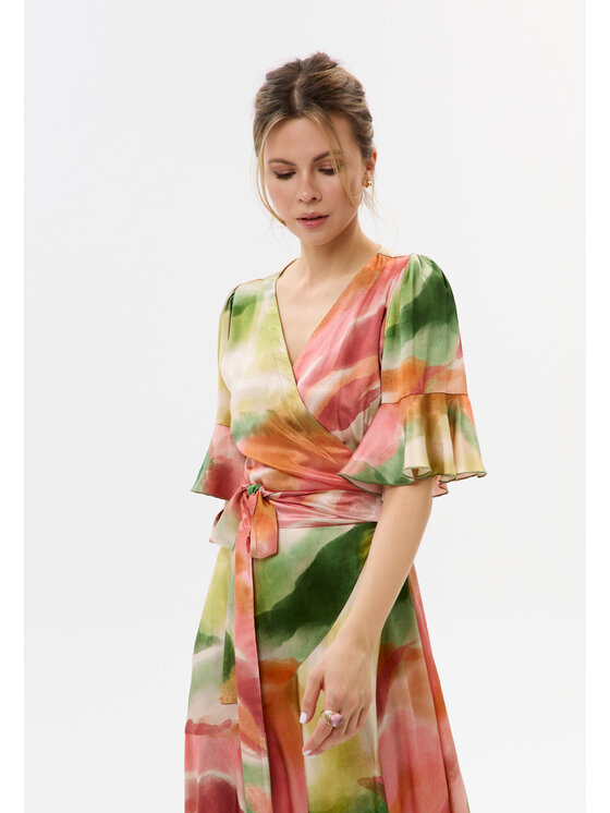 Mirons Mirons Sukienka wieczorowa Print Zielony Feminine Fit
