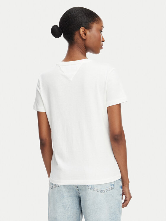 Tommy Jeans Tommy Jeans T-shirt Linear Ss Tee DW0DW22789 Krem Regular Fit