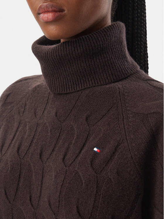 Tommy Hilfiger Tommy Hilfiger Bluză cu gât WW0WW46791 Maro închis Regular Fit