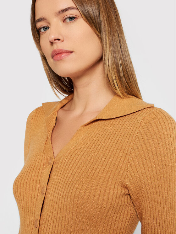 YAS YAS Трикотажна сукня Cilla 26026459 Бежевий Slim Fit