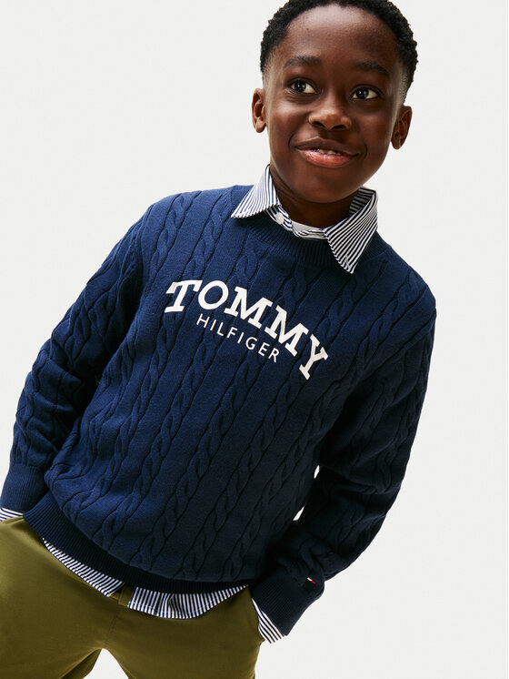 Tommy Hilfiger Tommy Hilfiger Pulover KG0KG08953 Bleumarin Regular Fit