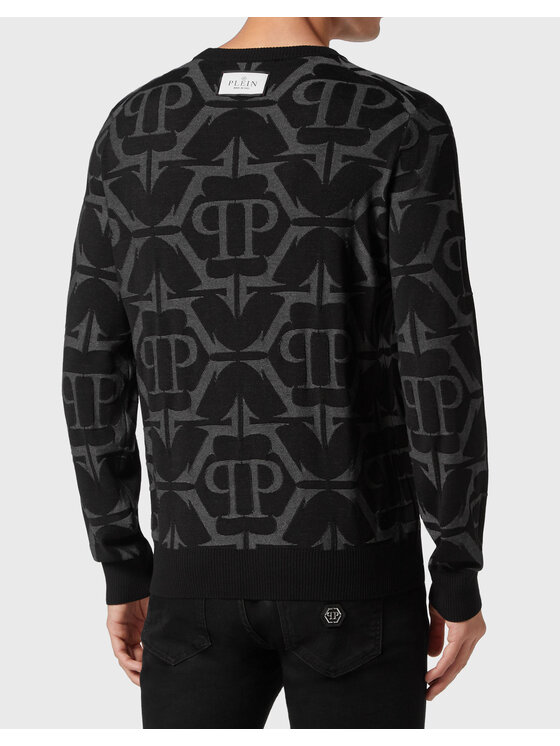PHILIPP PLEIN PHILIPP PLEIN Sweter 1711 Czarny Regular Fit