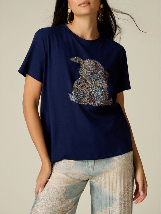 Oltre Oltre T-shirt G098J104983N034 Blu Regular Fit